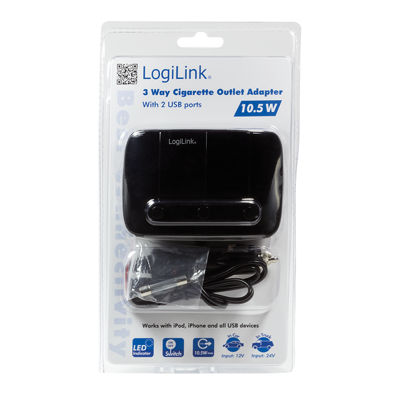 LogiLink :: Produkt Zigarettenanzünder Verteiler, 3-fach + 2x USB